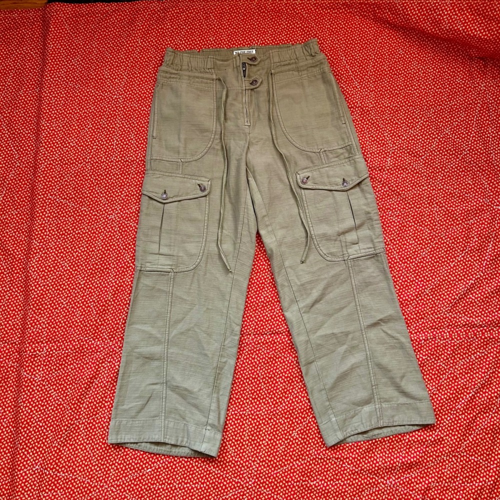 We The Free Free People Olive Green Cargo Pants Large Drawstring Utility Twee